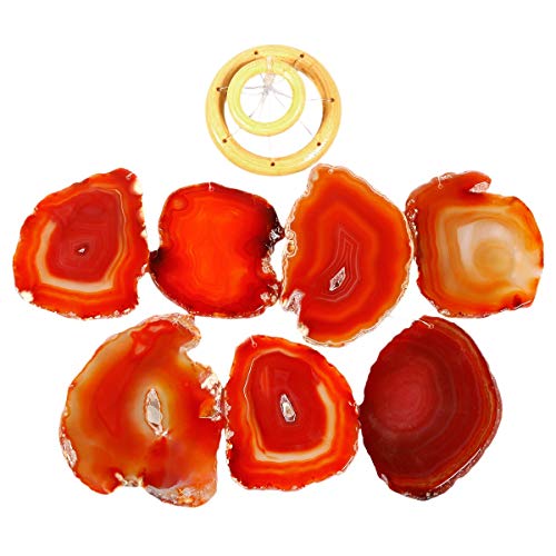 rockcloud Agate Slices Geode Wind Chime Home Garden Decoration Figurine, 28-33 inches - color: Red