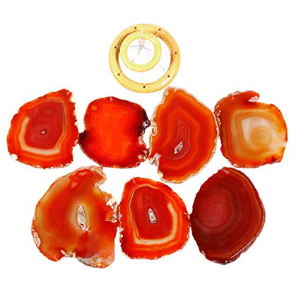 rockcloud Agate Slices Geode Wind Chime Home Garden Decoration Figurine, 28-33 inches - color: Red