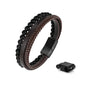 FOCOOG Leather Bead Bracelets for Men, Natural Tiger Eye Lava Rock Stone Bead Magnetic Clasp Adjustable Leather Bracelets Stress Relief Mens Anxiety Bracelet Mens Jewelry Gifts - style: Brown Leather-Matte Agate Bead