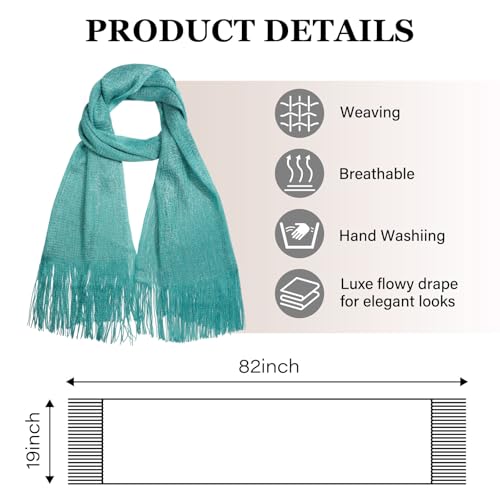 Sumolux Shawls Wraps for Evening Dresses Metallic Glitter Shawls Scarf for Women Sparkling Wedding with Free Buckle - color: Light Green