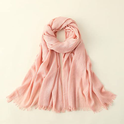 Jeelow Solid Color Scarf Wrap Shawl for Women Men – Soft Lightweight Head Scarf, All Season, Travel Beach Office Daily Wear - color: Peach