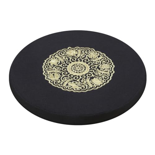 Round Meditation Cushion Mat Set with Washable Premium Cotton Linen Cover, Larger Thick Yoga Mat Bolster Floor Pillows Seating for Adults Upgraded Meditation Accesso black-70 * 4cm - color: Black