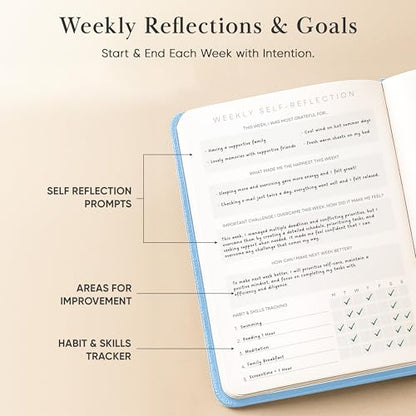 Gratitude Journal For Women & Men - Mental Health, Self Love & Self Care Journal - Blue - 5.8" x 8.3" - Mantra Planner - color: Blue