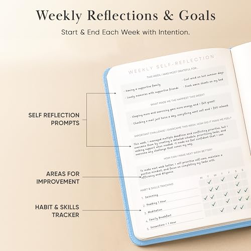 Gratitude Journal For Women & Men - Mental Health, Self Love & Self Care Journal - Blue - 5.8" x 8.3" - Mantra Planner - color: Blue