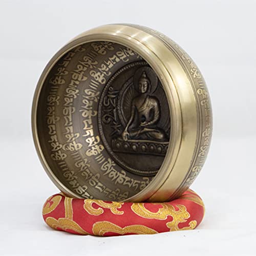 Copper Bowl Bronze Chime Bowl Tibetan Singing Bowl Meditation Buddha Sound Bowl Buddhist Sound Bowl Ornament for Healing Prayer Relaxation Bowl,11cm