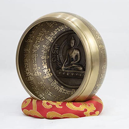 Copper Bowl Bronze Chime Bowl Tibetan Singing Bowl Meditation Buddha Sound Bowl Buddhist Sound Bowl Ornament for Healing Prayer Relaxation Bowl,11cm