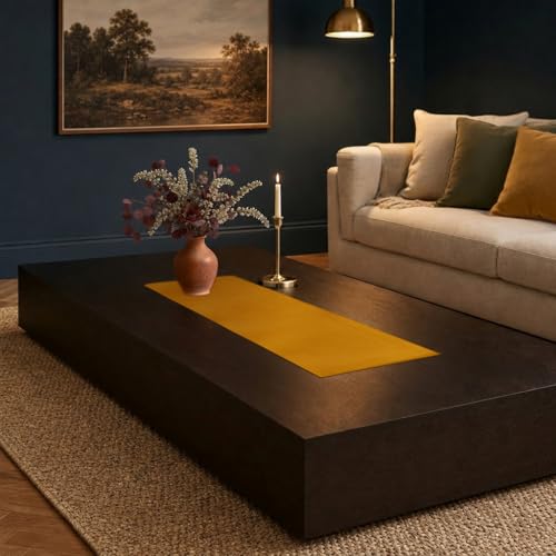 Luxe Shine™ by D'Moksha Yellow Table Runner 36 Inches, Elegant Silk Table Runner, Machine Washable, 14 x 36 Inch for Dresser, Coffee Table- Summer, Father's Day - color: Yellow, size: 14 X 36 Inch