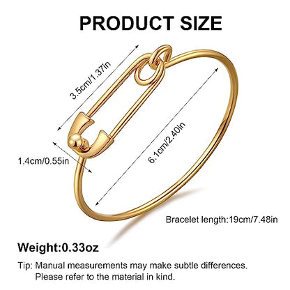 Gold Silver Link Bangle Bracelet for Women Simple Thin Cuff Bangle Bracelet Minimalist Jewelry - color: Gold
