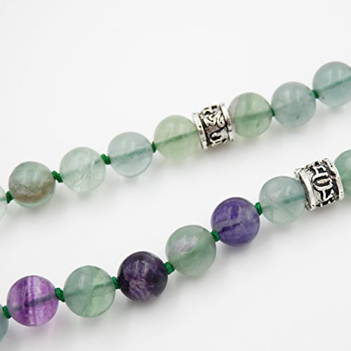 mala Beads Necklace for Women Man, mala Bracelet, Prayer Beads Necklace - color: rainbow fluorite