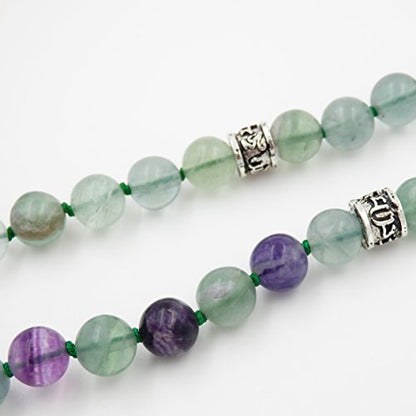 mala Beads Necklace for Women Man, mala Bracelet, Prayer Beads Necklace - color: rainbow fluorite