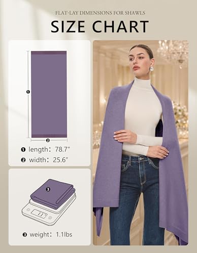 PULI Women's Pashmina Shawl Wraps for Evening Dress Large Scarf Blanket Long Wedding Bridal Winter Warm Shoulder Wrap - color: Dark Lilac