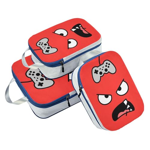3 Piecing Packing Travel Bag Polyester Closet Storage Organizer, Gaming Rage Look (3 Set) - color: Gaming Rage Look