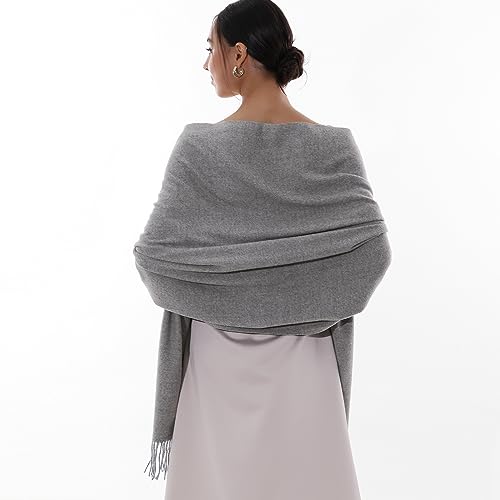 RIIQIICHY Winter Scarfs for Women Pashmina Shawls Wraps for Evening Dresses Large Warm Soft Scarves - color: Grey