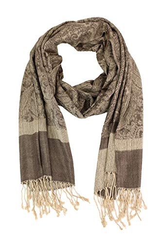 PASKMLNA Paisley Jacquard Pashmina Shawl Wrap Scarf Stole - color: Brown
