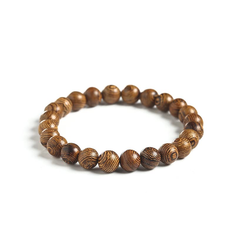 COLORFUL BLING Handmade Wooden Prayer Beaded Bracelet for Men Women Tibetan Buddhist Meditation Mala Beaded Stretch Bracelet Bangle Wood Jewelry - color: wenge