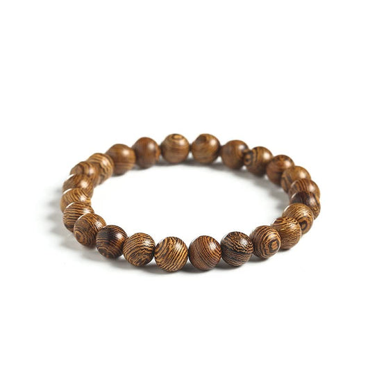 COLORFUL BLING Handmade Wooden Prayer Beaded Bracelet for Men Women Tibetan Buddhist Meditation Mala Beaded Stretch Bracelet Bangle Wood Jewelry - color: wenge