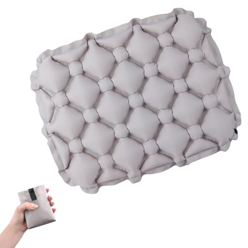 Inflatable Seat Cushion Travel Portable Lightweight Air Stadium Seat Pad Chair Pad with Storage Bag for Airplane Camping Bleacher Hiking Office Car Outdoor (Gray) - color: Gray