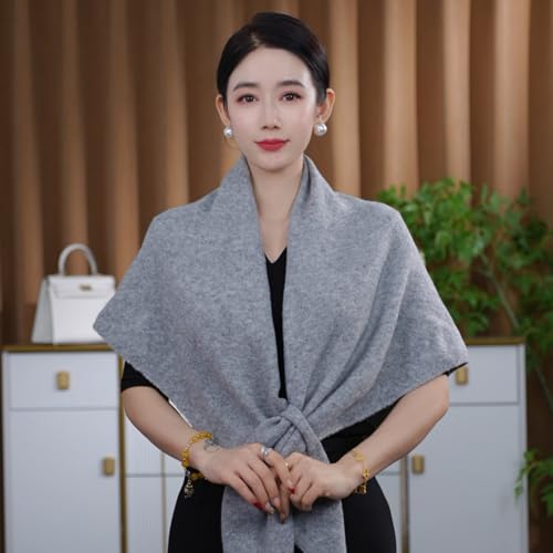 Shawls Wraps Women Triangle Sweater Scarf Warm Wool Blend Pashmina Cape Cold Weather Neck Warmer Winter Fall Accessory - color: Solid-light-gray