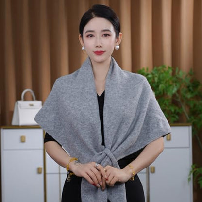 Shawls Wraps Women Triangle Sweater Scarf Warm Wool Blend Pashmina Cape Cold Weather Neck Warmer Winter Fall Accessory - color: Solid-light-gray