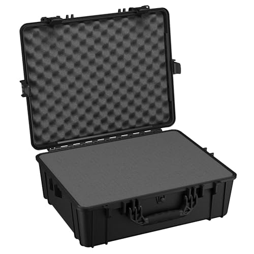 Condition 1 25" Large Waterproof Hard Case Model 839 with Foam, Portable Protective Storage Box for Travel, Hunting, Military, Tactical, Made in USA, 24.50"x 19.46"x8.41" Black - color: Black