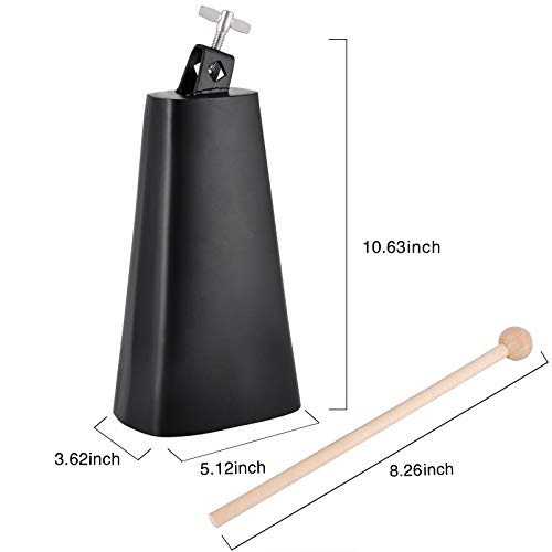 Eastrock 9 inch Metal Steel Cow Bells Noise Makers Hand Percussion Cowbell with Stick for Drum Set - size: 9''
