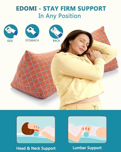 Wedge Contour Buckwheat Pillow for Neck Pain Relief, Ergonomic Triangle Neck Pillow for Side and Back Sleepers, Adjustable Breathable Pillow with Washable Cover 15.7"x5.9", Red - color: Triangle-red