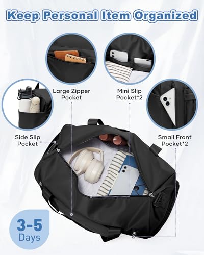 Gym Bag for Women,Travel Duffel Bag with Shoes Compartment Personal Item Carry On Overnight Bag for Mens Weekender Bag Training Handbag Sports Gym Tote Bag Yoga Bag Black - color: J1-Black