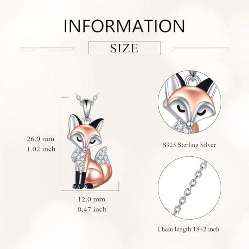 Animal Necklace 925 Sterling Silver Pendant Jewelry Gift for Women Animal Lover - style: Fox