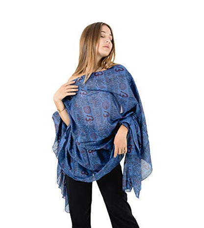 OMA Scarf Wrap Shawl Cotton Block Print Mantra Scarf For Meditation & Yoga - Large Size - Premium Quality