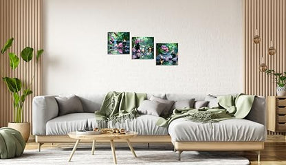 TutuBeer 3 Pcs Zen Wall Art Zen Pictures for Bathroom Bamboo Pink Flower Spa Stone with Candles Picture Print on Canvas Zen Wall Art for Office for Home Decor Wall Decor Stretched and Framed 12x12inch