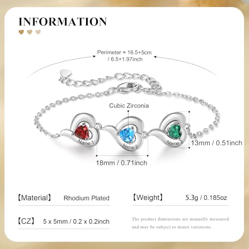 Personalized Mother Bracelet with Birthstones - Adjustable Name Bracelet for Mom, Grandma, Women | Unique Gifts for Mothers Day, Custom Mom Jewelry for Her