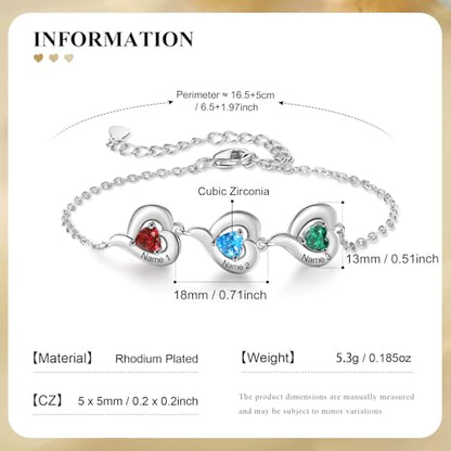 Personalized Mother Bracelet with Birthstones - Adjustable Name Bracelet for Mom, Grandma, Women | Unique Gifts for Mothers Day, Custom Mom Jewelry for Her