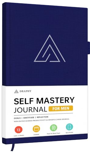 Self-Mastery Journal for Men - Gratitude and Productivity Journal for More Happiness, Positivity, Growth, Mindfulness, Self Care and Reflection - Guided Inspirational Journals for Men & Women (Blue) - color: Blue