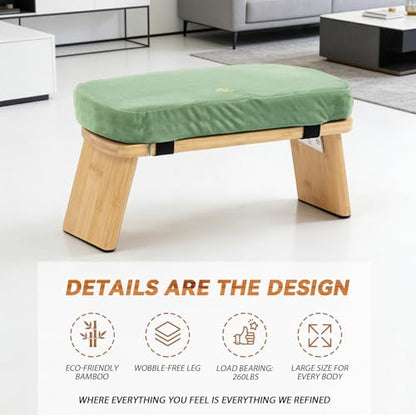 Meditation Bench, Bamboo Meditation Stool, Folding Kneeling Meditation Bench, Seiza Prayer Bench, Prayer Bench with Meditation Cushion, Kneeling Stool(Green-Bag) - color: Green-bag