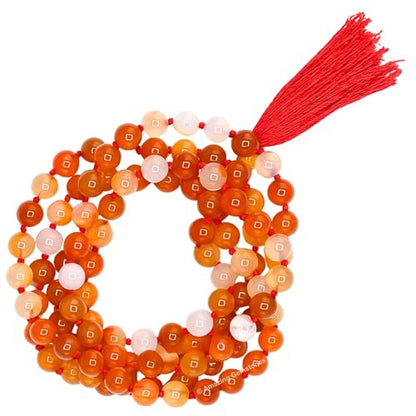 Amazing Gemstone Carnelian Mala Beads - 108 Prayer Beads for Meditation and Mindfulness Practice, Handcrafted Mala Beads with Natural Gemstones for Spiritual Healing and Relaxation (Knotted) - color: Carnelian, style: Knotted