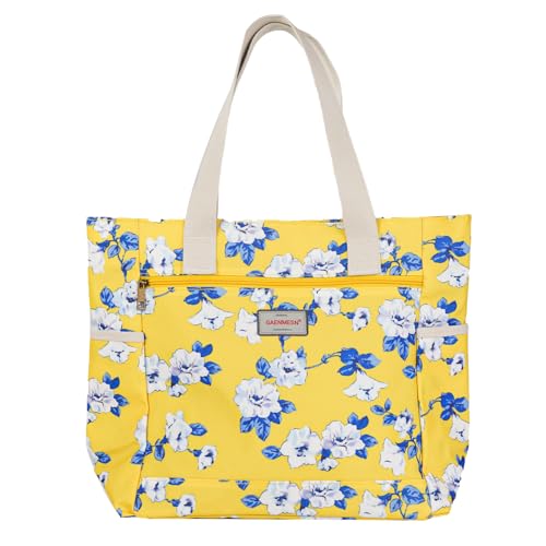 GAENMESN Women's Lightweight Waterproof Tote Bag Durable Designer Handbag with Zipper Travel Commute Everyday Use - color: Yellow Flower
