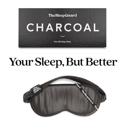 Pure Silk Sleep Mask [100% 6A Mulberry Silk, 22 Momme] Light Blocking Travel Essentials. Eye Masks for Sleeping. Black Oeko-Tex Blindfold. Eye Covers for Men & Women - color: Charcoal Grey