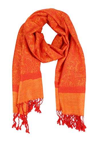 PASKMLNA Paisley Jacquard Pashmina Shawl Wrap Scarf Stole - color: Orange