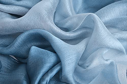 Cotton Silk Scarf Elegant Soft Wraps Color Shade Scarves for Women - color: Gradient - Light Blue