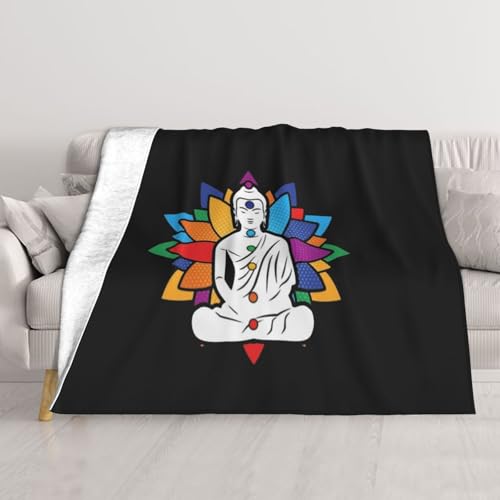 Buddha Chakra Meditation Super Soft Ultra-Fine Wool Blanket Sofa Living Room Linen Blanket Bedding Sofa Cover Blanket Soft Bed Blanket for Sofas and Beds - size: 50"x40"