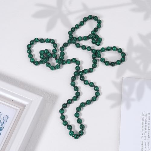 Beaded Necklace Hand Knotted for Woman - color: Green Peafowl 1