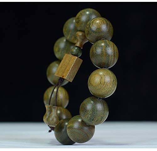 JAJAFOOK 15/18/20/25mm Natural Fragrant Green Sandalwood Mala Meditation Beads Wtist Bracelet - Tibetan Buddhism Prayer Beads - style: 25mm*10beads