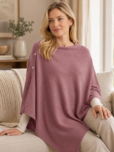 MissShorthair Versatile Women's Poncho Shawl Wrap Soft Lightweight Knitted Cape Scarf for Spring Summer Fall Winter
