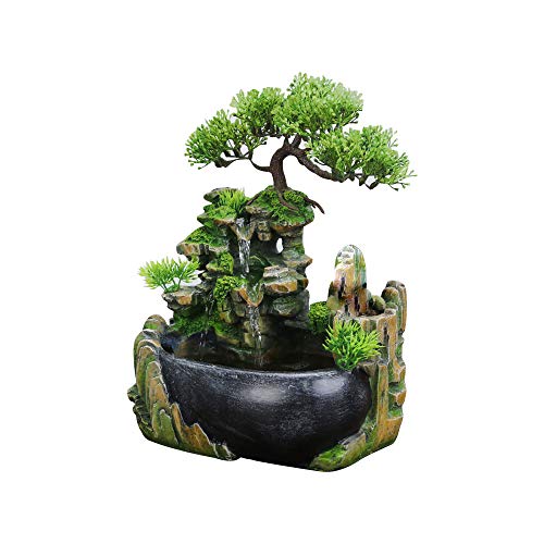 Indoor Water Fountain, Indoor Fountains and Waterfalls with Color LED Light & ON/Off Switch, Small Rockery Stream Tabletop Fountain Waterfall Decor for Home Office Bedroom - style: Style 2