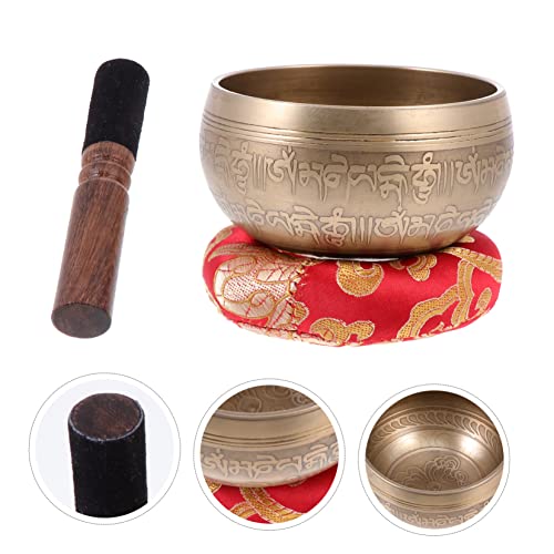 1Set Premium Singing Bowl Meditation Set with Mallet and Mat for Yoga and Mindfulness Sound Bowl for Relief and Healing