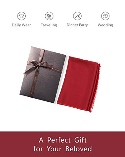 EURKEA Women's Scarf Pashmina Silky Soft Shawls Wraps Stole for Evening, Wedding and Gift - color: Wine Red Blend