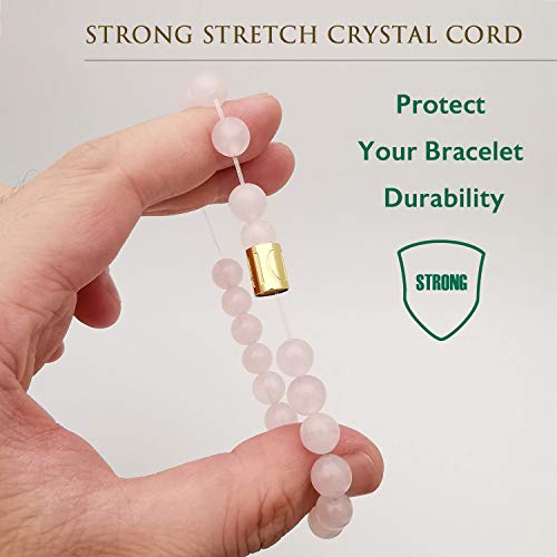 Morchic 8mm Genuine Gemstone Stretch Bracelet for Women Men Unisex, Natural Energy Crystal Stone Beads, Classic Simple Design Cuff Birthday Gift 7.5 Inch - color: Rose Quartz