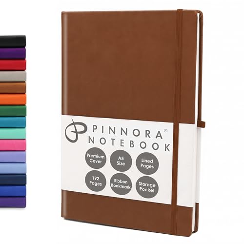 Tan Brown 5.95"x8.45" Notebook – Everyday Journal Note Book & Monthly Planner, 192 Pages, Notebooks for Education, Office & Travel, Durable Cover, Smooth Paper, Ideal Lined Note Pad - color: Tan Brown
