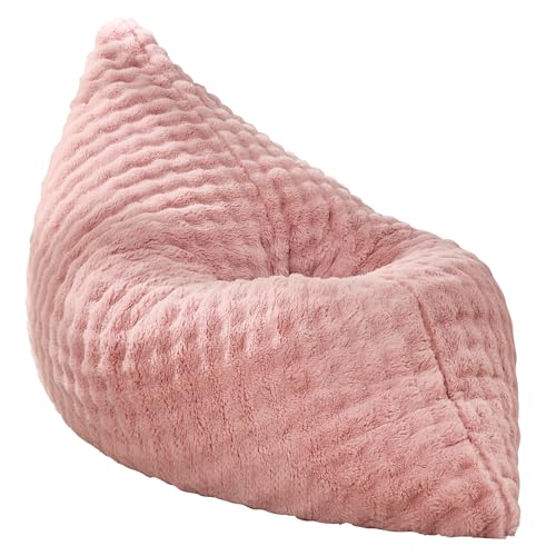 Hobestluk 3 in 1 Bean Bag Chair Giant Bean Bag Chairs for Adults with Bubble Cover Convertible Bean Bag Floor Cushion with Machine Washable Cover for Living Room (Bubble Pink) - color: Peach Pink