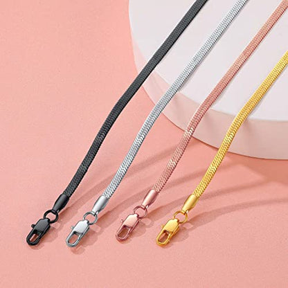 FindChic Elegant Herringbone Snake Chain Anklets/Bracelets 3MM/5MM Width Stainless Steel/18K Gold/Rose Gold Plated/Black 4 Color Options, 8.3'' 8.5'' 10.5'' Length, with Gift Box - color: A: 3mm 8.5'' anklet (Rose Gold Plated)